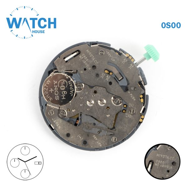 MIYOTA 0S00 Japanese Movement Quartz, 2 Disk White (Day-Date) at 3, 3 Hands.